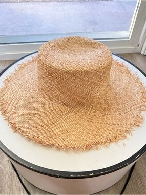lack of color aruba tan fray raffia straw boater summer sun hat size medium NEW